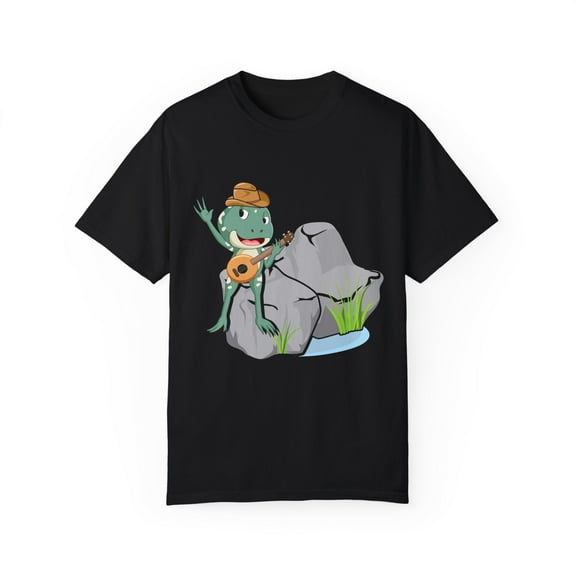 Hilarious Frog Wearing Cowboys Boots lover banjo Enthusiast Humorous Countryside Cowboy Amphibian Ecosystem Unisex Garment-Dyed T-shirt