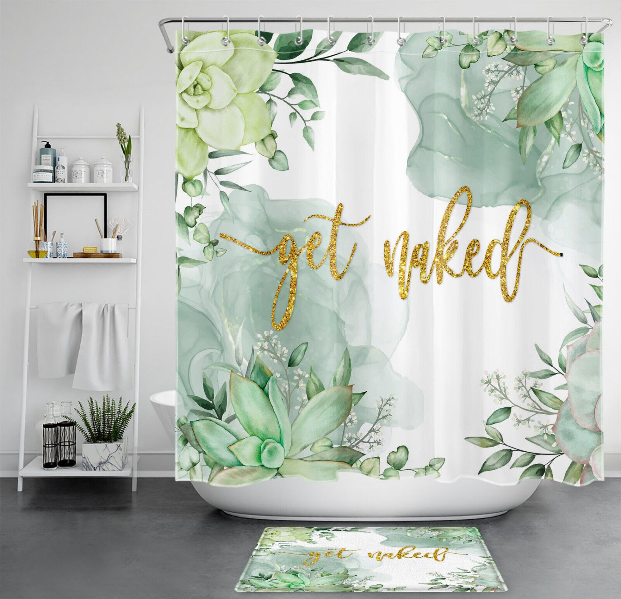 Hilarious Greens Succulent Shower Curtain for Bathroom Fun