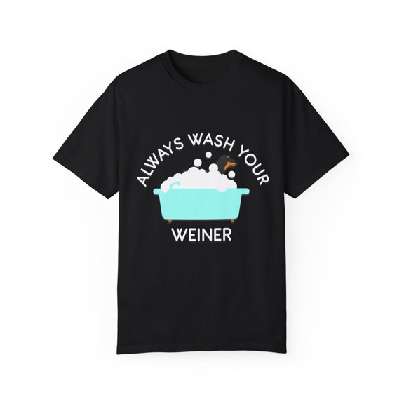 Hilarious Hotdog Sausage Dog Pets Puppies Doxie Enthusiast Humorous Dackel Teckel Sled Doggie Pooch Lover Unisex Garment-Dyed T-shirt