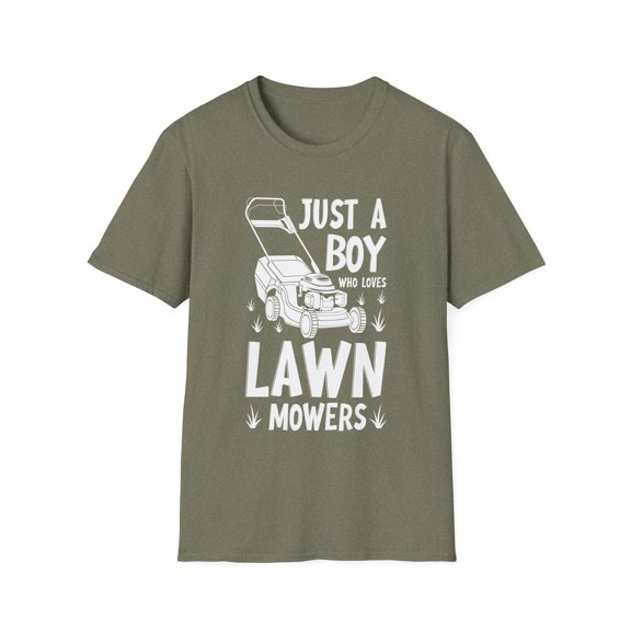 Hilarious Just A Man Who Loves Lawn Mowers Garden Enthusiast Humorous Landscaping Horticulture Truck-Farming Unisex Softstyle T-Shirt