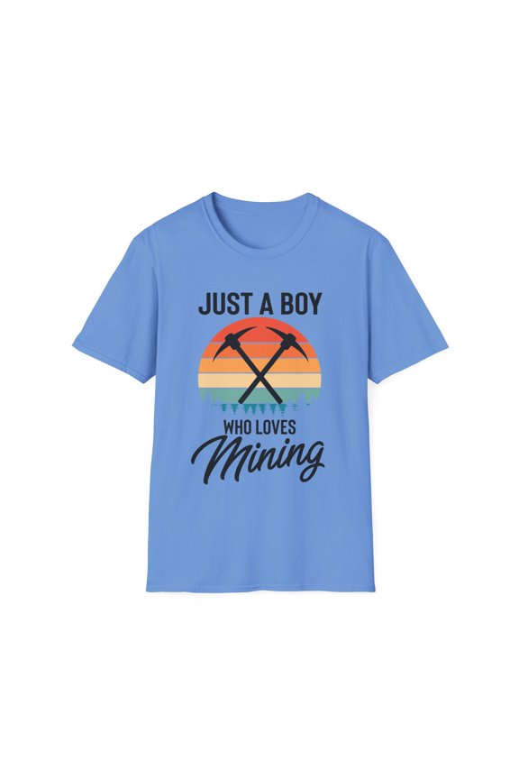 Hilarious Just A Man Who Loves Mining Drilling Digging Fan Humorous Mine Digger Mineworker Excavating Lover Unisex Softstyle T-Shirt