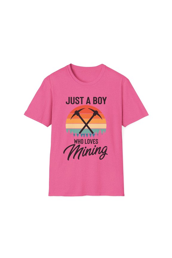 Hilarious Just A Man Who Loves Mining Drilling Digging Fan Humorous Mine Digger Mineworker Excavating Lover Unisex Softstyle T-Shirt