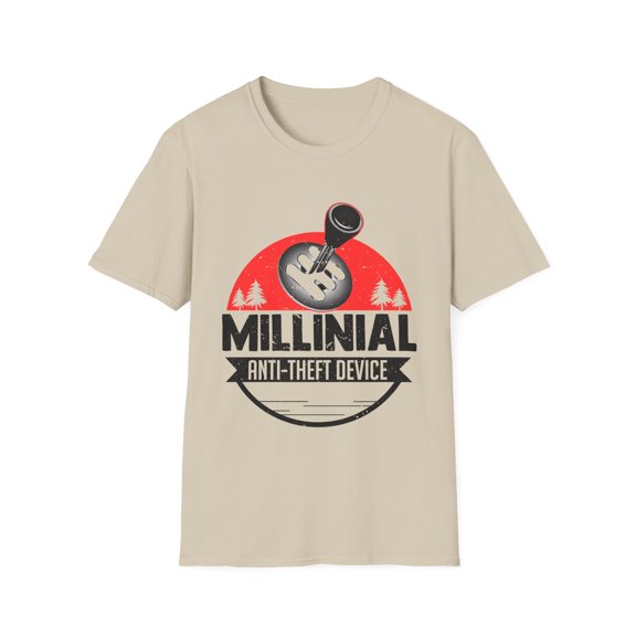 Hilarious Millenial Anti Theft Chiliastic Device Generation Chiliadal Millenarian Millesimal Millenary Shifter Unisex Softstyle T-Shirt