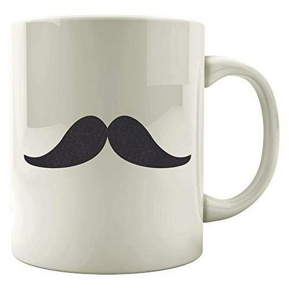 Hilarious 11 oz Coffee Mug - Whimsical Handlebar Facial Hair Design White Ceramic Gift
