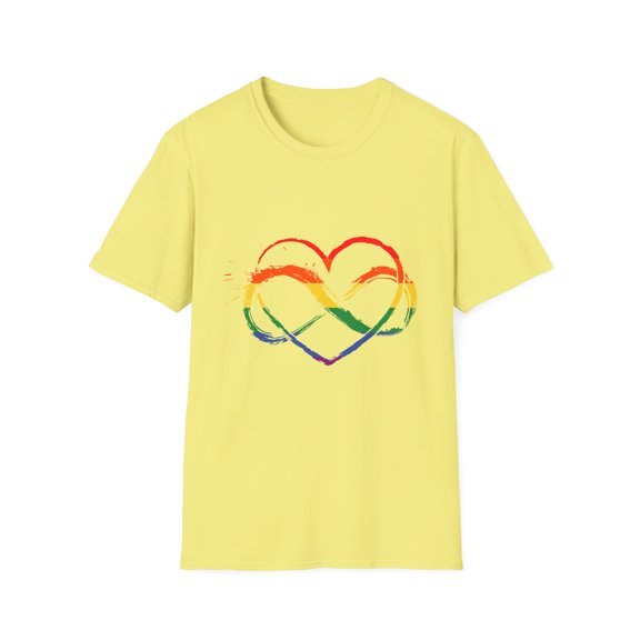 Hilarious Multicolor Hearts Prideful Supporting Graphic Puns Vintage LGBTQ Admiration Rainbows Illustration Gag Unisex Softstyle T-Shirt