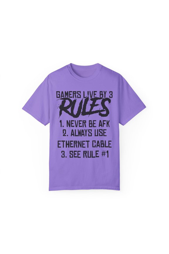 Hilarious Nostalgic Player 3 Rules Gamer Games Techie Lover Novelty Amusement Enthusiast Men Women Sarcasm Unisex Garment-Dyed T-shirt