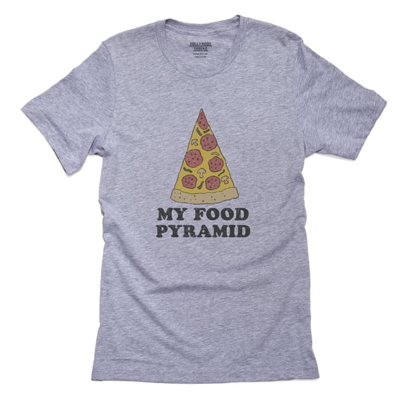 Hilarious Pizza My Food Pyramid Triangle Slice Men's Grey T-Shirt