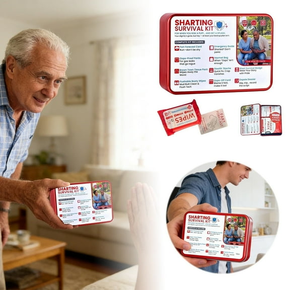 Hilarious Survival Kit Gift Box - Novelty Emergency Prank Set with Wet Wipes, Replacement Supplies & Funny Badges for Parties, Gag Gifts, Adults, Family Friends,