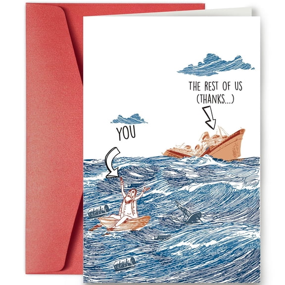 Hilarious Thank You Card  "You vs. The Rest of Us" Cartoon Design  Blank Inside with Envelope  Perfect for Gratitude and Friendly Humor