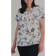 Hilary Radley Floral V-Neck Blouse Womens XXL