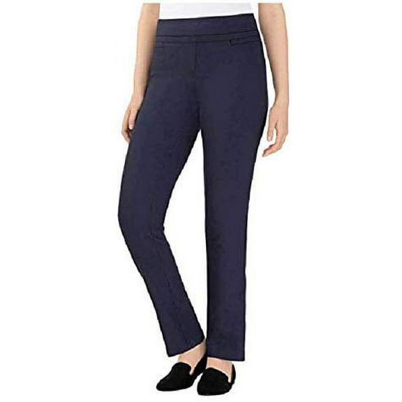 Hilary Radley Ladies' Comfort fit Sits at Waist Slim Leg Pull On Pants, Navy 6