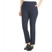 Hilary Radley Womens Ponte Pull-On Mid Rise Slim Leg Pants, Navy, X-Large