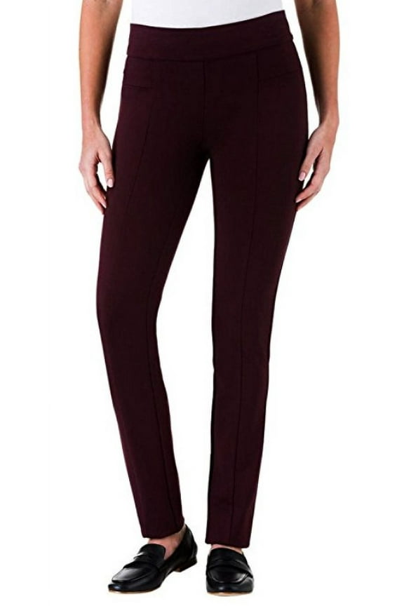 Ladies' Ponte Pant - Sits At The Waist, Wine, Size XS