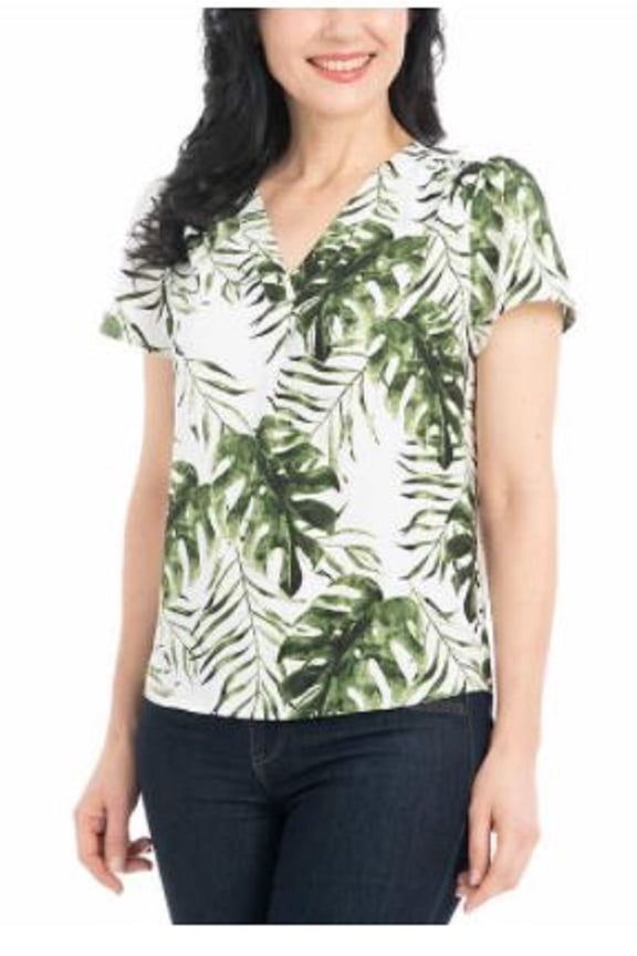 Ladies' Printed Blouse (Green Tropical, Small)