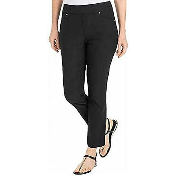 Hilary Radley Ladies' Pull-on Ankle Pant with Tummy Control Size: L, Color: Black