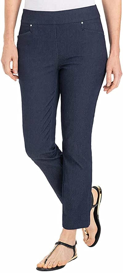 Hilary Radley Women's Plus Tummy Control Pull-On Ankle Pants