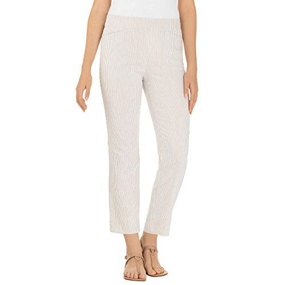 Hilary Radley Women's Blue And White Striped Cropped Pants