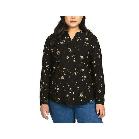 Hilary Radley Ladies' Size Small, Long Sleeve Blouse, Black Floral