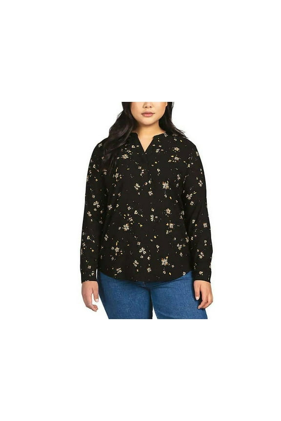 Ladies' Size Small, Long Sleeve Blouse, Black Floral