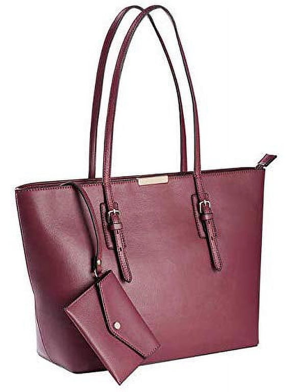 Leather Jane Tote Bordeaux with 1 Removable Pouch