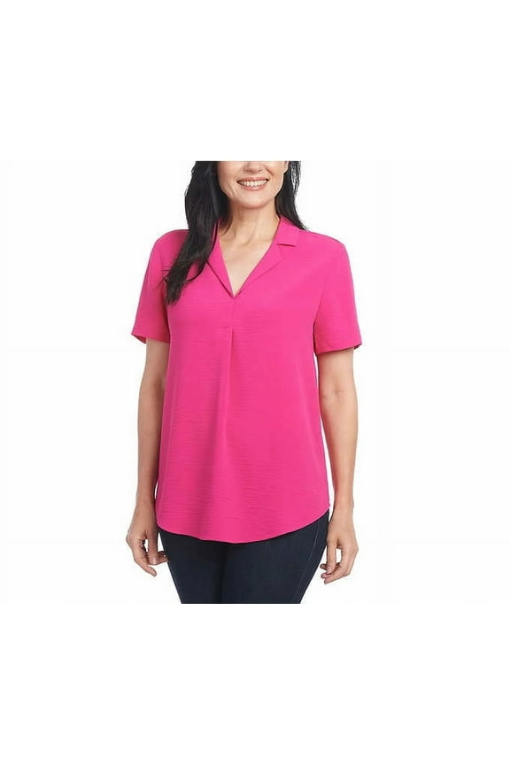 Short Sleeves V-Neck Ladies' Blouse | Pink, Small