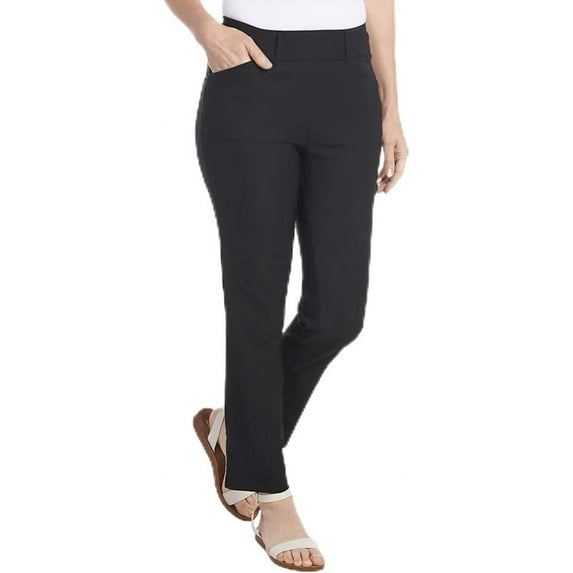 Hilary Radley Women Mid-Rise Stretch Pull-On Ankle Pant (Black,Large)