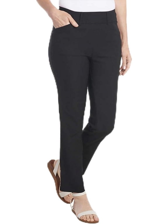 Women Mid-Rise Stretch Pull-On Ankle Pant (Black,XX-Large)