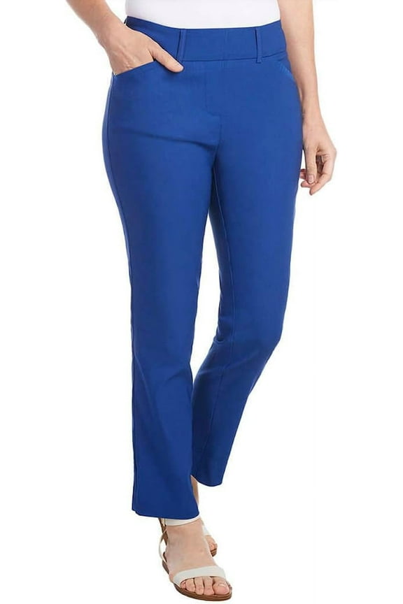 Women Mid-Rise Stretch Pull-On Ankle Pant (Mazarine Blue, X-Large)