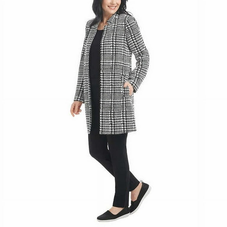 Hilary Radley Women's Coat 4Way Stretch Fabric Jacket (Black/White,XS)