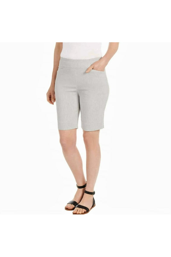 Women's Comfort Waistband Bermuda Shorts-Gray / XXL