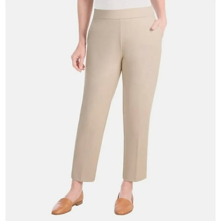 Hilary Radley Ladies' Size Large (12-14) Crepe Pull-On Pants, Beige