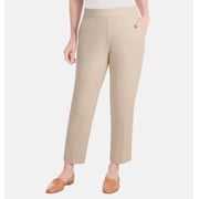 Hilary Radley Womens Crepe Pull On Pant, Beige, Large