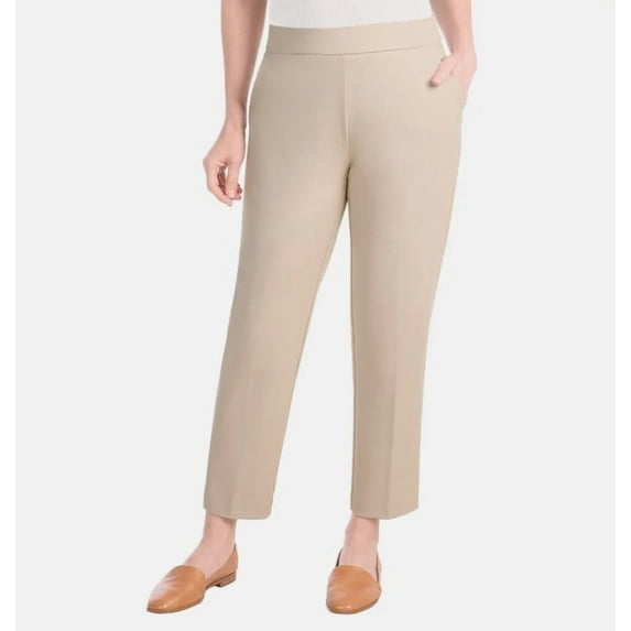 Hilary Radley Ladies' Size Large (12-14) Crepe Pull-On Pants, Beige