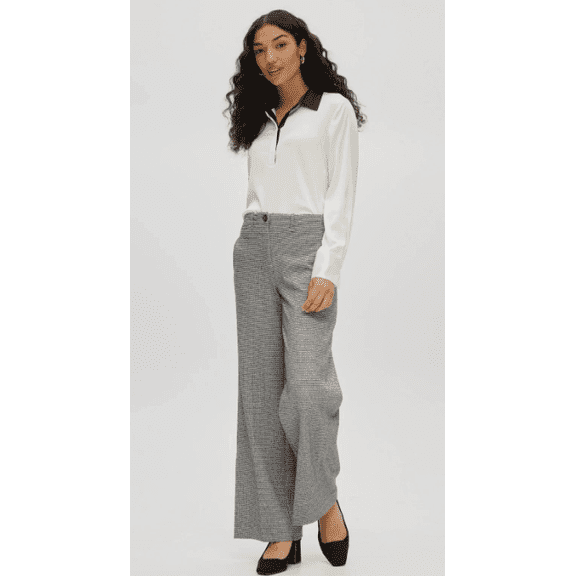 Hilary Radley Women's Front Slash Pockets Stretch Brushed Pants Black White 14