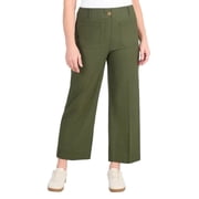 Hilary Radley Womens High Rise Cotton Stretch Wide Leg Pant, Deep Olive, 4