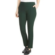 Hilary Radley Womens Ponte Pull-On Mid Rise Slim Leg Pants, Green, Medium