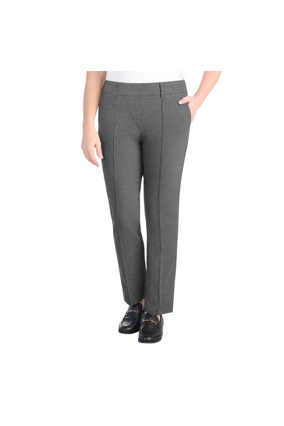 Women's Pull-On Pant with Built-in Tummy Control Panel (US, Alpha, Large, Regular, Regular, Multi (Grey Houndstooth))