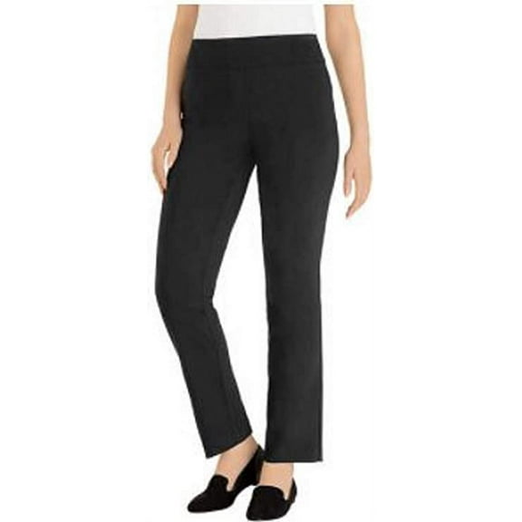 Hilary Radley Women's Pull-On Pant with Tummy Control (Black, 2X)
