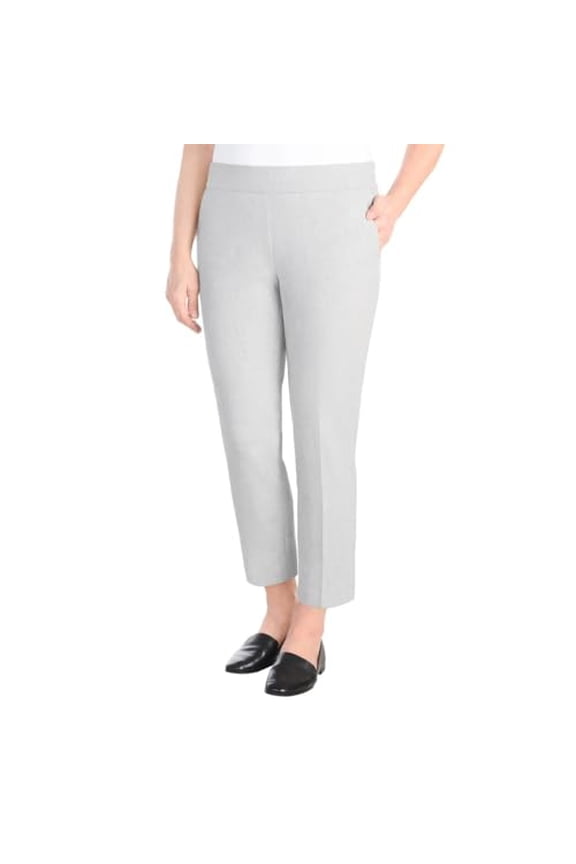 Women's Pull-on Dress Pants, 4-Way Stretch, Elastic Waist, Front Pockets (US, Alpha, Small, Regular, Regular, Heather Gray)
