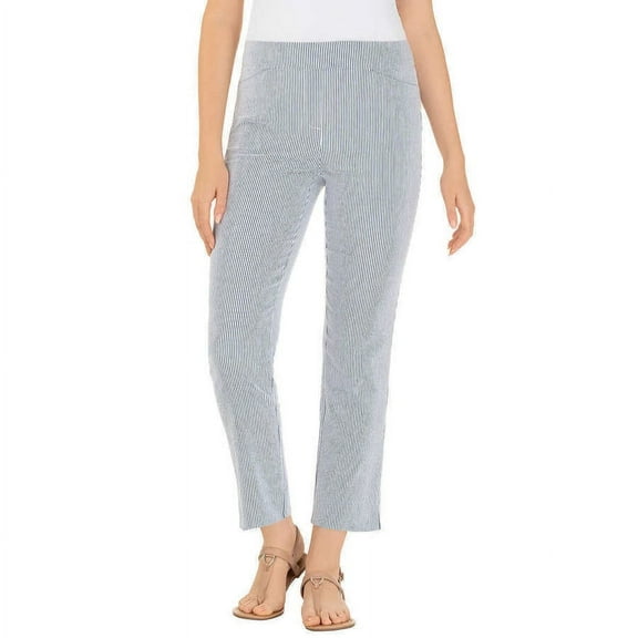 Hilary Radley Women's Pull-on Capri Comfort Fit Stretch Pants Size: XL, Color: Off-White & Gray Stripe