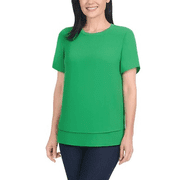 Hilary Radley Womens Short Sleeve Blouse Green XXL