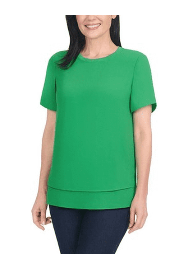 Women's Short Sleeve Blouse Green XXL