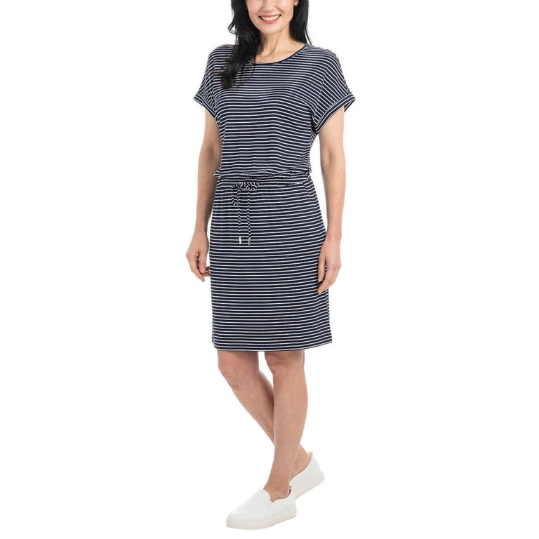 Hilary Radley Women's Short Sleeve Drawstring Waist Mini Dress-Blue / L - Walmart.com Hilary Radley Women's Short Sleeve Drawstring Waist Mini Dress-Blue / L - Walmart.com