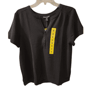 Hilary Radley Women's Short Sleeve Top, Black, Small