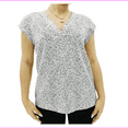 thumbnail image 1 of Hilary Radley Women's Slight pleat on back neck V-Neck Cap Sleeve Top XL/Off White/Black Combo, 1 of 2