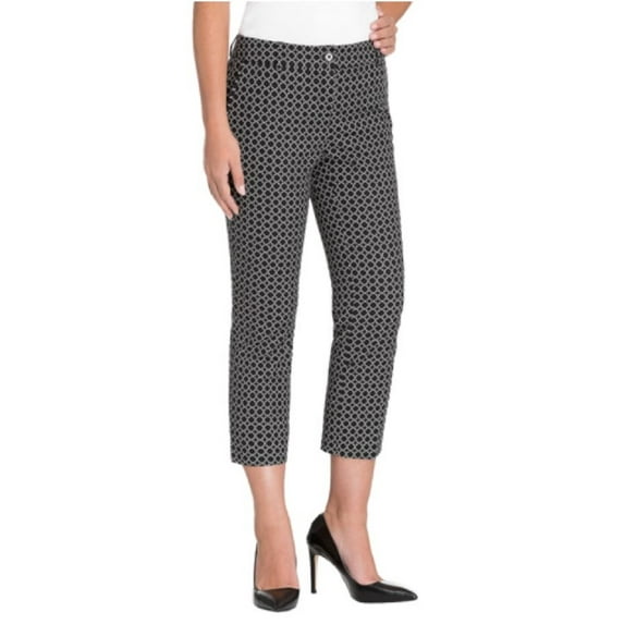 Hilary Radley Women's Stretch Slim Leg Crop Pant (12, Black/Ivory)