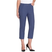 Hilary Radley Womens Stretch Slim Leg Crop Pant 8, Blue Combo