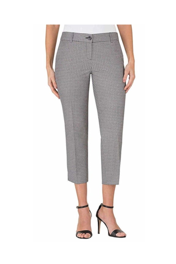 Women's Stretch Slim Leg Crop Pant Cotton Black off white Size 6