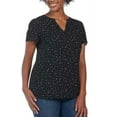 thumbnail image 1 of Hilary Radley Women's V-Neck Flutter Sleeves Lightweight Printed Blouse Top-Black / XL, 1 of 5