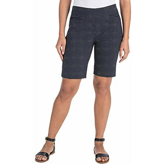 Hilary Radley Womens Bermuda Pull-On Short (Navy/Offwhite Combo, X-Small)